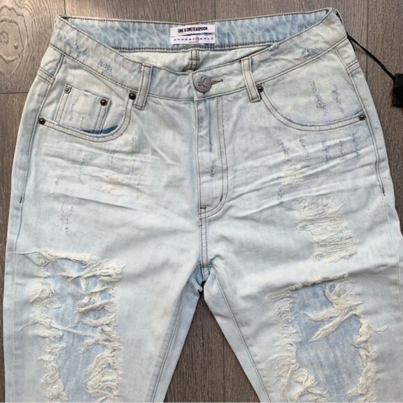 Free People One Teaspoon Awesome Baggies Jeans Straight Leg High Waist Size 24 - Picture 9 of 16